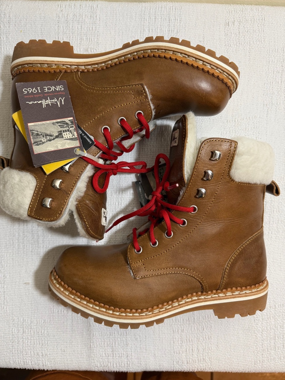 MONTELLIANA 1965 Brown Leather Boots - 7-7.5 /38 NWT Made in Italy 🇮🇹 - Picture 3 of 11